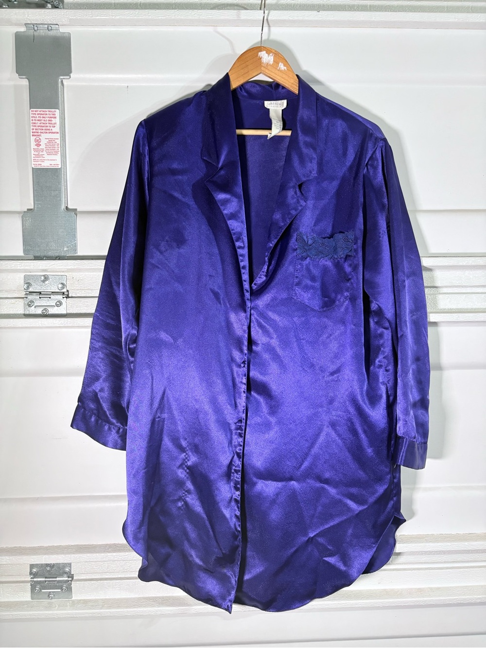 Purple Satin Button-Front night Long Shirt vintage